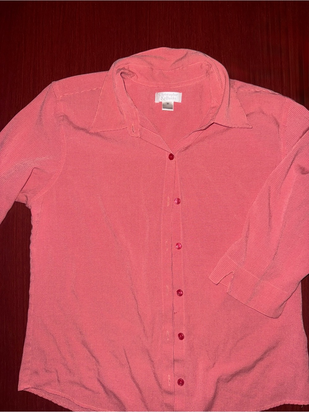 Christopher & Banks Coral Pink Button-Down Blouse
